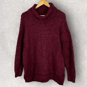 Kenneth‎ Cole Reaction Burgundy Red Chunky Turtleneck Knit Sweater Size Large L